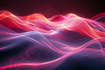 Fototapeta premium Abstract background with glowing particles, lines and waves.