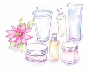 Clean skincare product layout