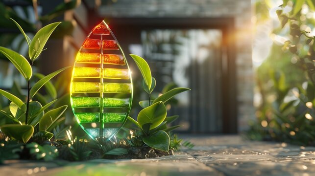 Energy efficiency rating labels promoting low consumption and efficient products to reduce carbon footprint. Lower CO2 emissions with efficient home and appliances. Green eco-friendly business