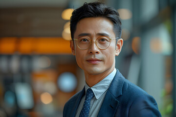 Fototapeta premium Asian Businessman in Stylized Corporate Portrait