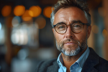 Obraz premium Middle Aged Man in Suit with Glasses
