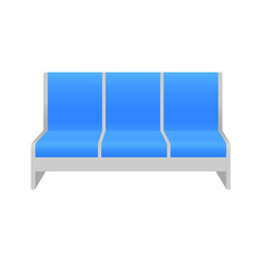 waiting chair. Lounge perforated metal seat. Three seat public chair. Underground Transport Concept Flat Design Style.
