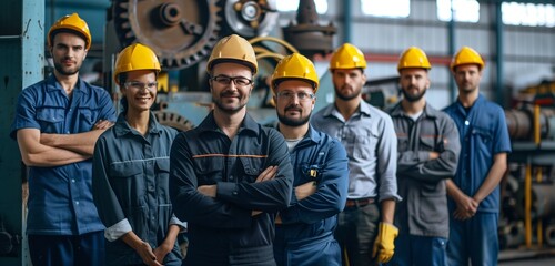 Engineering teams or diverse workers in industrial plants Technician team. Factory group photo, teamwork concept 