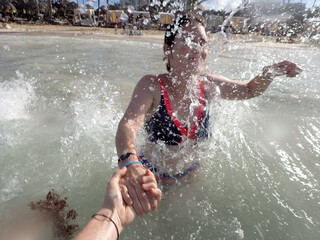 baignade dans la mer à Punta Cana	
