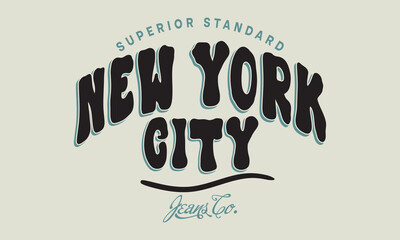 New York City Jeanswear co. Superior Standard slogan illustration, element vintage artistic apparel product.
