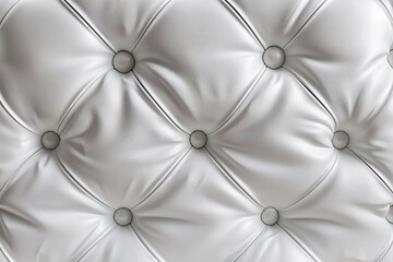 detailed view of white tufted leather upholstery with symmetric buttons