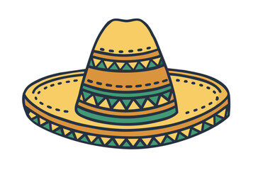 Vibrant vector illustration of a mexican sombrero with intricate patterns