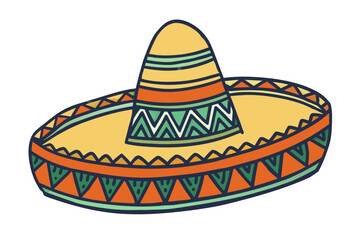 Vibrant vector illustration of a mexican sombrero with intricate patterns