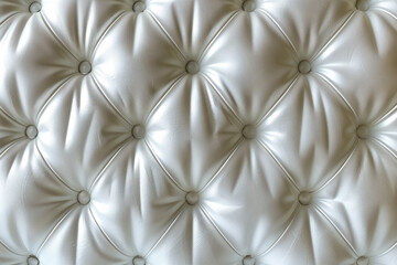 Soft tufted white leather texture with symmetrical dimple and button details