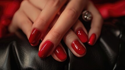 Woman hand on manicure treatment in beauty salon.