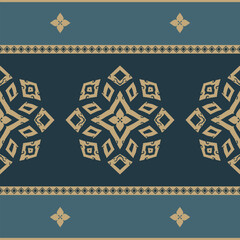 Flower seamless pattern yellow tone and ocean background set 7 number 5