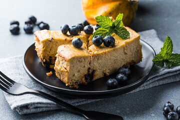 Pumpkin and cottage cheese casserole.