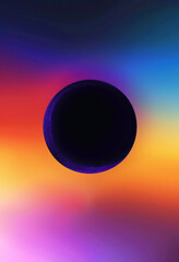 Abstract representation of a solar eclipse with vibrant colors against a dark background