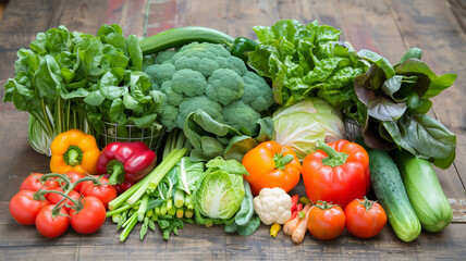採れたてのたくさんの新鮮な野菜
