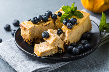 Pumpkin and cottage cheese casserole.