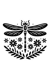 Dragonfly SVG, Dragonfly with Sunflower SVG, Flower SVG, Dragonfly Silhouette, Dragonfly Clipart, Insect SVG, Dragonfly Cut file for Circut, Dragonfly Art Print