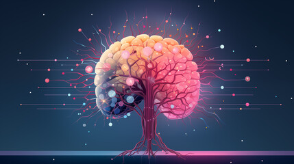 flat illustration of healthcare research, a brain and spinal cord infographic, science innovation graphic.