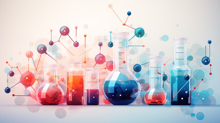 flat illustration of healthcare molecule research, science innovation graphic.
