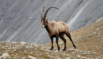An Ibex With Its Fur Protecting Against Harsh Moun
