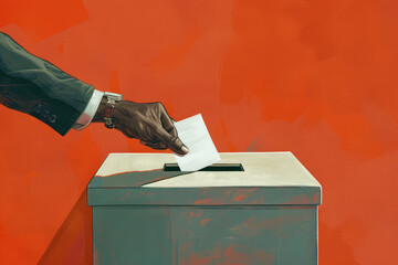 African American hand putting a vote in ballot a box minority vote concept