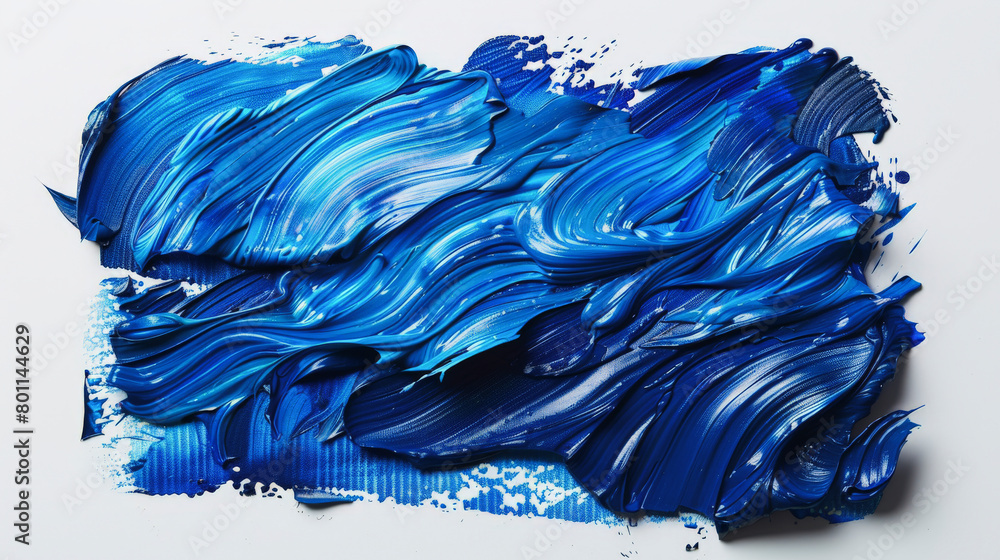 Aufkleber abstract blue brush strokes on a white background creating a dynamic and textured painting effect.