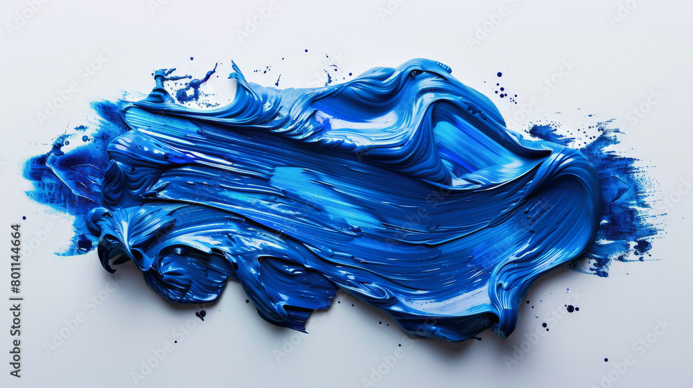 Aufkleber abstract smear of vibrant blue paint on a light surface, creating a textured and dynamic artistic ex