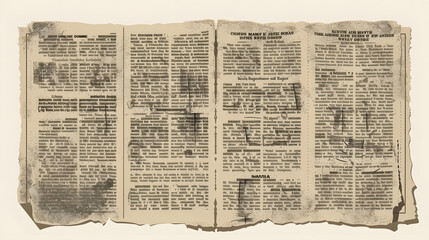 Obraz premium Vintage newspaper. News articles newsprint magazine old design. Brochure newspaper pages. Paper retro journal vector grunge template texture background. Generative AI.