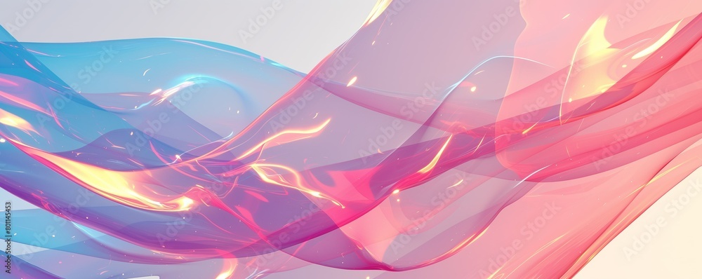 Poster abstract bright 3d background in pink and blue with holography effect. flowing lines and textures wi