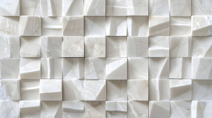 white marble 3d Mosaic marble background. Generative AI.