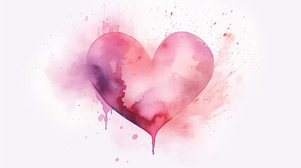 Pastel Pink Heart-shaped Watercolor Splash on a White Background for Valentine's Day
