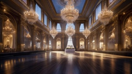 Obraz premium Ornate BallroomGrand Chandeliers and Magnificent Architecture