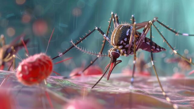 An animation of the dengue virus lifecycle, focusing on transmission and infection processe