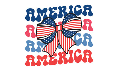 Patriotic Bow Coquette 4th of July Vector T-shirt Design