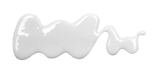 Spilled milk puddle isolated on white background and texture, top view