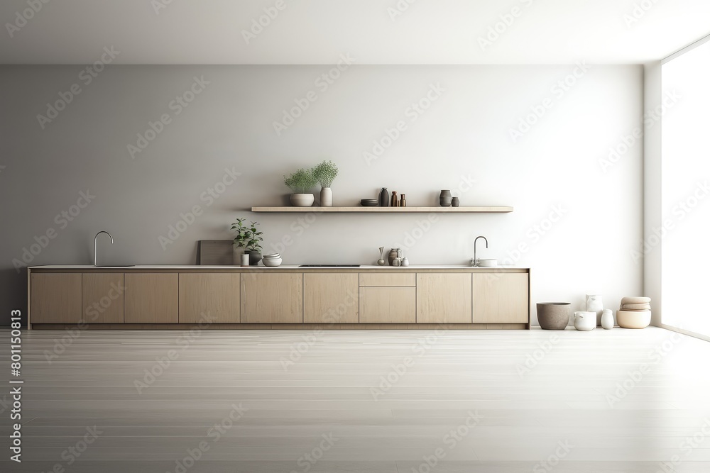 Aufkleber a room featuring a shelf with various items and a potted plant on top, adding greenery to the space.