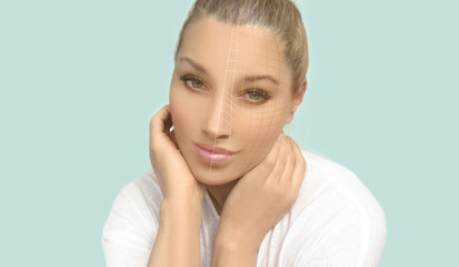 Skin solutions.Concept of rejuvenation,detecting  ageing signs  - obrazy, fototapety, plakaty