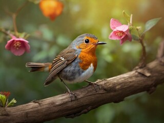 Fototapeta premium robin in the snow