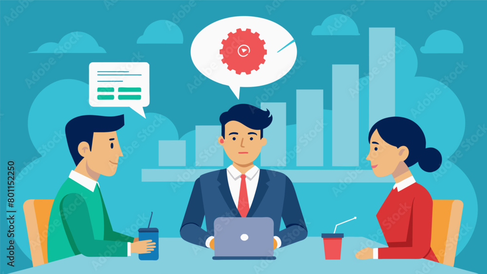 Poster a businessman in a meeting effortlessly recalling statistics and data from an implant in his brain..