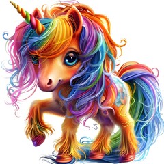 Cute Baby Unicorn Cartoon Jumping Vector PNG Images
