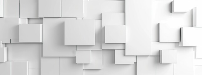 White background with 3D cubes arranged in an abstract pattern.