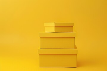 yellow cardboard boxes on yellow background