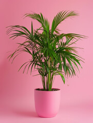 Fototapeta premium Vibrant Bamboo Palm in Pastel Pot