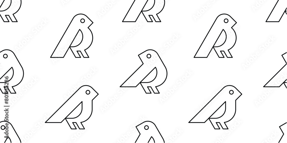 Poster seamless pattern with birds. isolated on white background