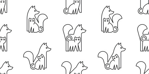 Seamless pattern with Dogs and Cats. isolated on white background