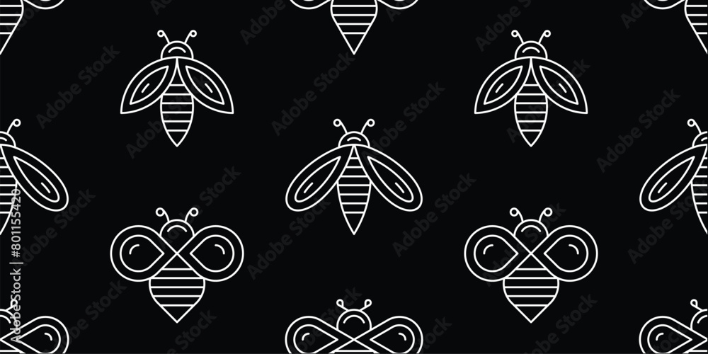 Poster seamless pattern with bees. isolated on white background