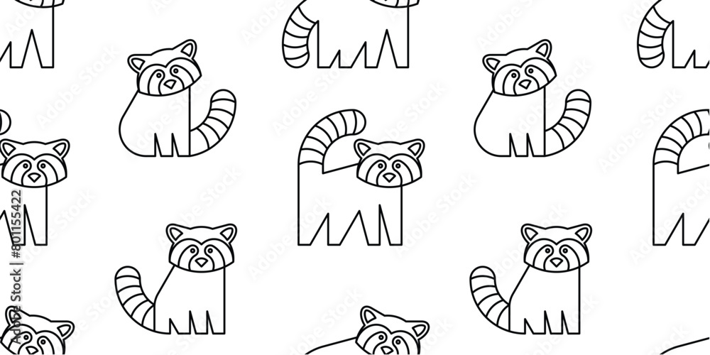 Poster seamless pattern with red pandas. isolated on white background