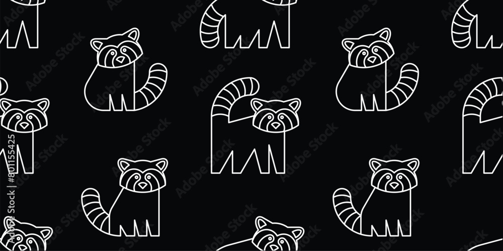 Poster seamless pattern with red pandas. isolated on white background