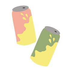 Cartoon Soda, fizzy Drink in Aluminum Can. Summer Lemonade, Cold Beverage, Fresh Sweet Carbonated Refreshment in metal steel tin. Flat graphic Vector illustration isolated on white for Card, Ads