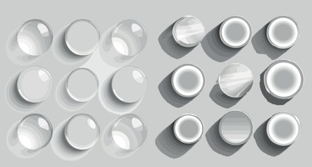 . Blurry edges shadows on floor, ovals and circles in a circle template.
