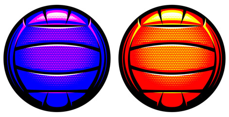 Naklejka premium A set of volleyballs of different colors. Vector color illustration. Template for design